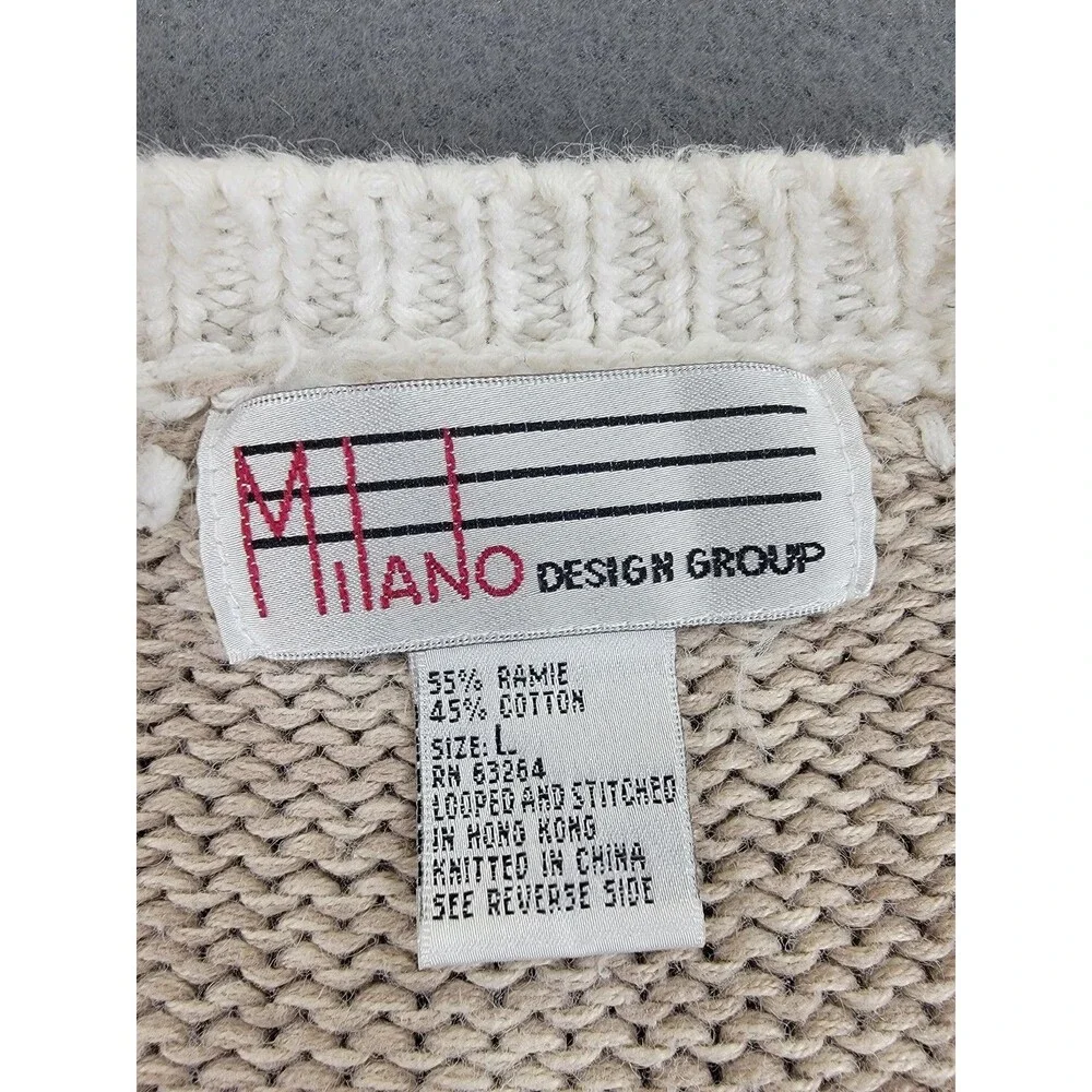 Vintage Milano Design Group Sweater Womens Large Argyle Floral Knit Pullover 90s